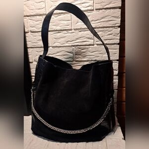 Topshop Black Hobo Bag with Chain Detail